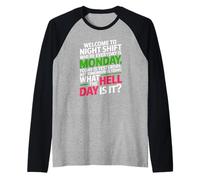 Third Shift Nurse and Security Guard Sleep Deprivation Fun Raglan Baseball Tee