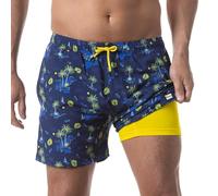 Third Wave Swim Trunks with Compression Liner - Men's Premium 5 Inch Inseam Quick Dry Swim Shorts for Beach and Swimming, Wave Rider, M