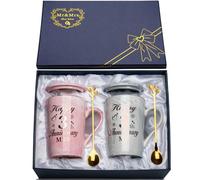 Third Wedding Anniversary Gif-ts, 3rd Wedding Anniversar-y Gifts, 2PCS Happy 3th Anniversar-y Gift Mr and Mrs Gifts Marble Ceramic Cup 14oz with Spoon, Giftbox, 3 Year Anniversary Gif-ts for Him, Her