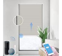 THIRDREALITY ZigBee Smart Blind, Motorized Blackout Window Shades with Remote, Cordless Honeycomb Blinds, Automatic Height Setting, AA Batteries Powered, 22" W x 72" H Beige/White