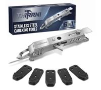 Thirrni Silicone Remover Tool 6 in 1, Stainless Steel Joint Scraper & Scraper, Joint Smoother Tool with 5 Interchangeable Silicone Pads, Silicone Squeegee for Bathroom, Kitchen, Shower