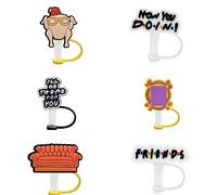 Thirst Trap Drinkware 6 Pack Silicone Straw Toppers Compatible With Stanley 30oz & 40oz Tumbler Cups (Friends Bundle)