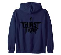 Thirst Trap | Funny Meme Rock Band Graphic in Black Zip Hoodie