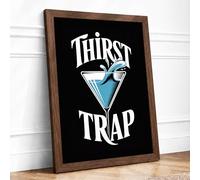 Thirst Trap Retro Framed Wall Art Print A4 (29.7×21cm) Walnut, Wall Decor for Living Room, Bedroom, Office & Home, Ready to Hang, Art Gift