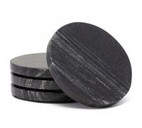 Thirstystone 4 Pack Natural Black Marble Round Coasters 4.5"" Diameter