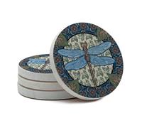 Thirstystone Apple Dragonfly Natural Sandstone Coaster 4 Pack Eco-Friendly, Absorbent, Easily Wipes Clean