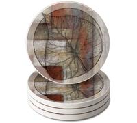 Thirstystone Leaf Whisper II 4 Pack Absorbent Stone Coasters with Protective Cork Backing Manufactured in The USA Artistic Absorbent Easily Wipes Clean