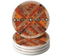 Thirstystone Southwest Pattern III 4 Pack Absorbent Stone Coasters with Protective Cork Backing Manufactured in The USA Artistic Absorbent Easily Wipes Clean