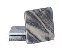 Thirstystone Square Marble Coasters, Black