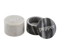 Thirstystone White & Black Marble Pinch Pots with Etched Lids, Use for Salt & Pepper While Cooking or Baking
