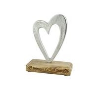 Thirteen Perfect Years 13th Anniversary Rustic Metal Heart Decoration - Free Standing Aluminium & Wooden Decoration (hssperf-13)