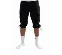 THIRTY 4 ERS 34ERS® Elites Mens Cargo Three Quarter Pants Knee Length Modest Fit Lightweight Summer Prayer Wear Drawstring Waist Zipped Pockets Black (UK, Alpha, M, Regular, Regular)