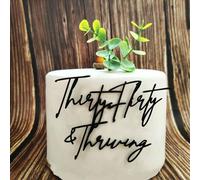 Thirty Flirty and Thriving Cake Topper,Acrylic Black Happy Birthday Cake Charm for Happy 30th Birthday/Anniversary Party Decorations