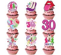 Thirty Flirty Thriving Cupcake Toppers - 36 Pcs Thirty Flirty and Thriving Decorations Going On 30 Caketoppers for Women Talk Thirty to Me Birthday Decoration 30th Birthday Party Decor Supplies
