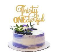 Thirty Onederful Cake Topper - Golden Glitter Happy 31st Birthday Party Cake Decoration,Thirty One Cake Topper, Photo Booth Props