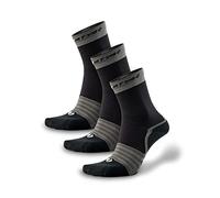 Thirty48 Cycling Socks with S.Café Fabric, Odor Resistant, UV Protection, Quick Drying, Black/Grey [3 Pairs], Large