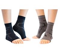 Thirty48 Plantar Fasciitis Socks, 20-30 mmHg Foot Compression Sleeves for Ankle/Heel Support, Increase Blood Circulation, Relieve Arch Pain, Reduce Foot Swelling (Black & Grey (2 Pairs), Large)