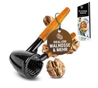 Thiru Nutcracker with Elegant Wooden Handle 16 cm - Test for 100 Days Risk-free - Nutcracker for Walnuts Hazel and Brazil Nuts - No Core Crushing - Includes E-Book with Recipes - Easy Power Transfer