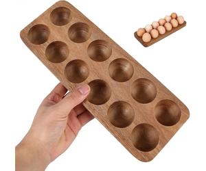 This 12-hole acacia wood egg tray can be placed on the counter or in the refrigerator.Simple and practical, it is the perfect choice for storing eggs.