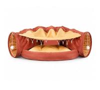 This 2-in-1 indoor cat tunnel and cat bed is specially designed for Havana Brown cats, featuring hanging balls and a soft, warm pet sleeping environment. red