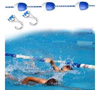 This 20m Long Swimming Pool Lane Ropes - Blue & White Floating Buoy Lines, Safety Divider Rope for Inground Pools, Competition & Public Use (18m/59ft)