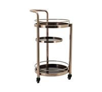 This 3-Tier Round Metal Kitchen Cart - Rolling Coffee Cart with Laminated Tray Home Kitchen Storage Shelf Mini Bar 16.5 X 16.5 Inches