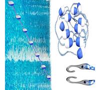 This 30ft Floating Pool Safety Divider with Buoys & Hooks, Blue & White Swim Lane Line, Durable Pool Separator Rope for Shallow End - Ideal for Swim Training & Safety