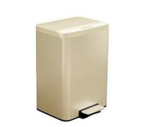 This 30L Stainless Steel Double Trash Can with Lid Soft Close Step Pedal No Touch Inner Bucket Large Capacity Waste Bin for Kitchen Bedroom Office Living Room (Milky White)