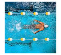 This 34ft Floating Pool Safety Divider with Buoys - Easy Install Swim Lane Line, Durable Demarcation Rope for Safe Swimming Areas, Effective Pool Partitioning Solution
