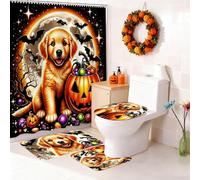 This 4 Piece Bathroom Features Bizarre and Terrifying Halloween Patterns Adding A of Ghostly Charm to Your Bathroom During The Holiday Season. 49