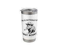 This Actually is My First Rodeo Funny Capybara Cowboy Humor Stainless Steel Insulated Tumbler