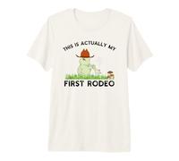 This Actually is My First Rodeo Funny Frog Cowboy Joke Premium T-Shirt
