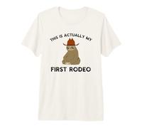 This Actually is My First Rodeo Funny Sloth Cowboy Joke Premium T-Shirt