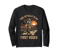 This Actually is My First Rodeo Raccoon Cowboy Western Rodeo Long Sleeve T-Shirt