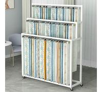 This Adjustable Hanging Rod Large Fabric Roll Storage Rack Commercial Heavy Duty Steel Organizer with Wheels, Textile Roll Unit Trolley