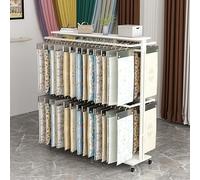 This Adjustable Metal Fabric Display Rack for Commercial Curtains & Samples, White Organizer with Wheels, 100x40x155cm - Perfect for Boutiques & Showrooms