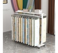 This Adjustable Metal Fabric Display Rack for Curtains & Samples, Rolling Organizer with Brakeable Wheels, Boutique Showroom Holder (White, 100x40x135cm/39x16x53in)