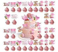 This Ain't My First Rodeo - 36 Pcs Pink It's My Second Birthday Party Cowgirl 2nd Birthday Cupcake Toppers For Girls Western Rodeo Theme 2 Years Old Party Decor