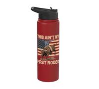 This Ain't My First Rodeo Patriotic Cowboy USA Flag Stainless Steel Insulated Water Bottle