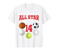 This All Star is 14 Year Old Sports Player 14th Birthday Value Graphic T-Shirt, Men, White, L