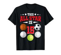This All Star is 15 Year Old Sports Player 15th Birthday Value Graphic T-Shirt, Men, Black, M