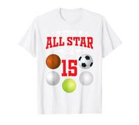 This All Star is 15 Year Old Sports Player 15th Birthday Value Graphic T-Shirt, Men, White, XL