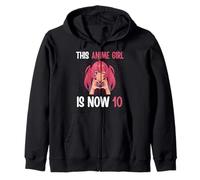 This Anime Girl is Now 10 Years Anime 10th Birthday Kawaii Zip Hoodie