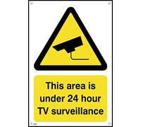 This Area Is Under 24 Hour TV Surveillance - 75mm x 100mm - 1.2mm Rigid Plastic Drilled Sign (S24)