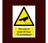 This area is under 24 hour TV Surveillance Plastic Sign with 4 Pre-Drilled Holes (S24) - CCTV, Security, Warning, Alarmed, Surveillance, Camera, Dogs, Premises