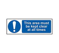 'This Area Must Be Kept Clear At All Times' Sign, Non Adhesive Rigid PVC (300mm x 100mm)