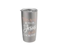 This Aunt Runs On Jesus and Lacrosse Stainless Steel Insulated Tumbler