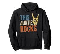 This Auntie Rocks Siblings Day Rock Music Skeleton Pullover Hoodie