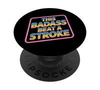This Badass Beat A Stroke Stroke Warrior Survivor - PopSockets Adhesive PopGrip