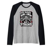 This Badass Beat A Stroke Stroke Warrior Survivor |||- Raglan Baseball Tee